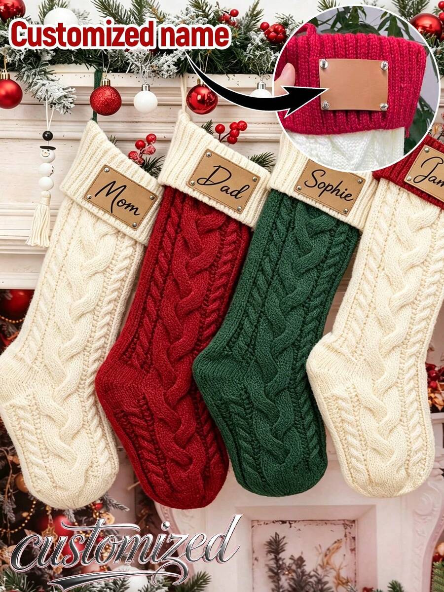 2026 Christmas Socks, Knitted Family Socks, Customizable Name, Holiday Decoration, Christmas Gift Decoration, Personalized Christmas Socks