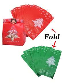 1/10/30/50pcs Red & Green Christmas Packaging Bags, Reusable Christmas Gift Storage Bags, Suitable For Christmas Decorations, Party Supplies And Accessories (Stickers Not Included) - Multicolor - View 6