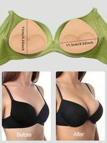 2/4 Packs Triangular Push Up Pads, Ultra Sticky Seamless Silicone Sponge Inserts Lift Nipple Covers For Swimwear Lingerie - Heart-shaped - View 3