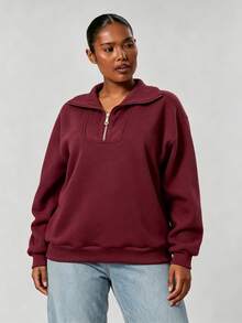 Plus Size Sweatshirts & Hoodies - Burgundy - View 1