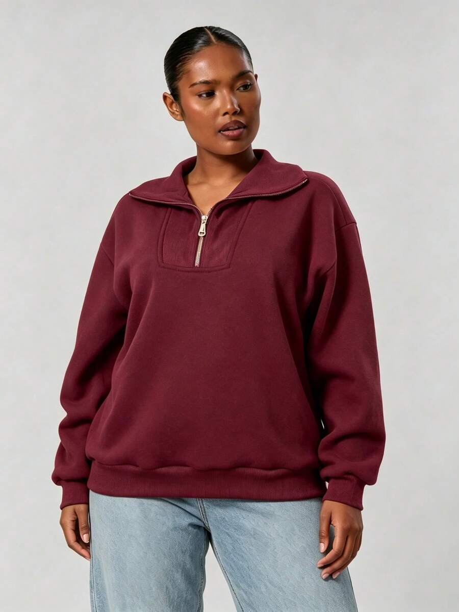 Plus Size Sweatshirts & Hoodies - Burgundy - View 1