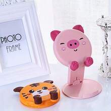 1 - Random Color Cartoon Pink Pig-Shaped Stand, Foldable For Home Use - A - View 2