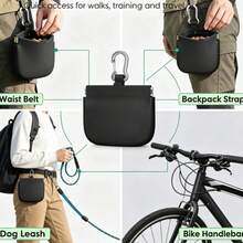 1pc Silicone Dog Treat Pouch, Hands‑Free One‑Hand Quick Open Anti‑Spill Snack Storage Bag With Carabiner Clip, Odor‑Resistant Washable Clip‑On Treat Holder For Puppy Small Large Dogs Outdoor Hiking Walking Obedience Training For Wet Dry Pet Snacks - Multicolor - View 2