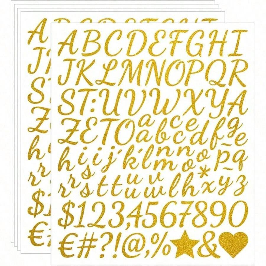 Letter Stickers Glitter Letter Stickers Self-Adhesive Waterproof Vinyl Small ABC Letters Water Bottle Cup Mailbox Number Scrapbook Notebook Signage Crafts Decoration - Multicolor - View 1