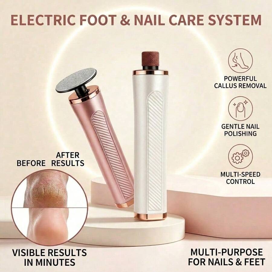 ICEWLESS 2-In-1 Electric Foot Callus Remover & Nail Drill, USB Rechargeable Foot Care Tool, Gel Nail Polish Remover, 3-Speed & Smart Auto-Stop Sensor - View 1