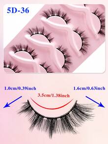 ENCHUW 5 Pairs Cat Eye Lashes Eyelashes 3D Curl Messy End Eye Manga False Eyelashes Soft Black Band Fake Lashes - Black - View 2