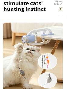 Automatic Hanging Cat Toy Electric Teaser Wand With Flapping Bird And Rotating Feather Cat Toy For Indoor Cats Door-Mounted Fishing Pole Cat Toy For Exercise, Boredom Relief And Fun Games - Blue - View 4
