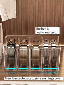 1/2/3pcs Multi-Functional Transparent Storage Boxes, Removable Divider Belt Organizer, Home Divided Storage Box, Multi-Purpose Container For Cosmetics, Spices, Snacks And Small Items, Suitable For Closet, Bathroom And Vanity - Multicolor - View 5