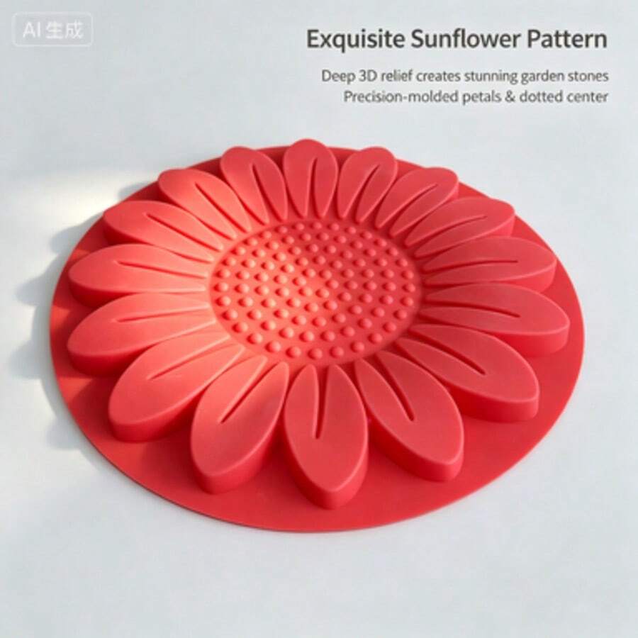 Reusable Sunflower Stepping Stone Mold, 15.7 Inch Concrete Stepping Stone Mold, Easy Release, DIY Garden Path Paving Stone, Suitable For Patio, Lawn Yard, Garden Walkway Decoration - Mold - View 1