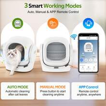 Flieks Self-Cleaning Cat Litter Tray, 65L Automatic Cat Litter Box For Multiple Cats, Multi-Litter Compatible, Infrared Sensor, Odor Eliminator, App Controlled With Child Lock - White B - View 9