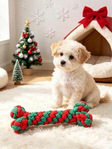 1 món đồ chơi dây thừng bện hình xương Giáng Sinh cho chó, màu đỏ và xanh lá, dây thừng cotton mài răng, phụ kiện thú cưng cho chó nhỏ và trung bình, giảm nhàm chán - Nhiều màu - Xem 6