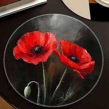 1/4/6pcs Dark Red Poppy Hand-Painted Pattern Placemats, Suitable For Home Kitchen, Made Of Polyester Fiber, Kitchen Table Decoration, And Party Scene Decoration - Multicolor - View 14