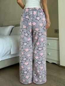 1pc Women's Plush Star Pattern Fluffy Pants, Elegant, Glamorous, Charming, Casual, Suitable For Vacation, Warm For Autumn/Winter, Cozy - Multicolor - View 6
