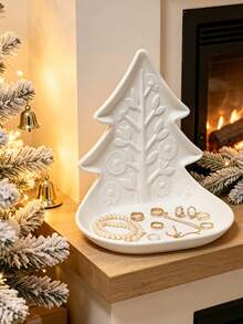 2pcs/1pc Christmas Tree Shaped Plastic Jewelry Tray, Embossed Decorative Trinket Dish, Festive Desktop Ornament For Rings Earrings Necklaces Hair Clips Keys, Vanity Bathroom Entryway Storage, Ideal Holiday Gift - Multicolor - View 9