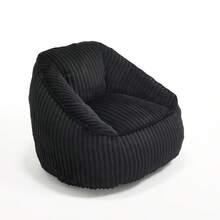 Light Luxury Style Bean Bag/Striped Design Bean Bag/Memory Foam/Versatile Use/Ergonomic Design/No Assembly Required/Suitable For Living Room, Bedroom, Shopping Malls - Black - View 7