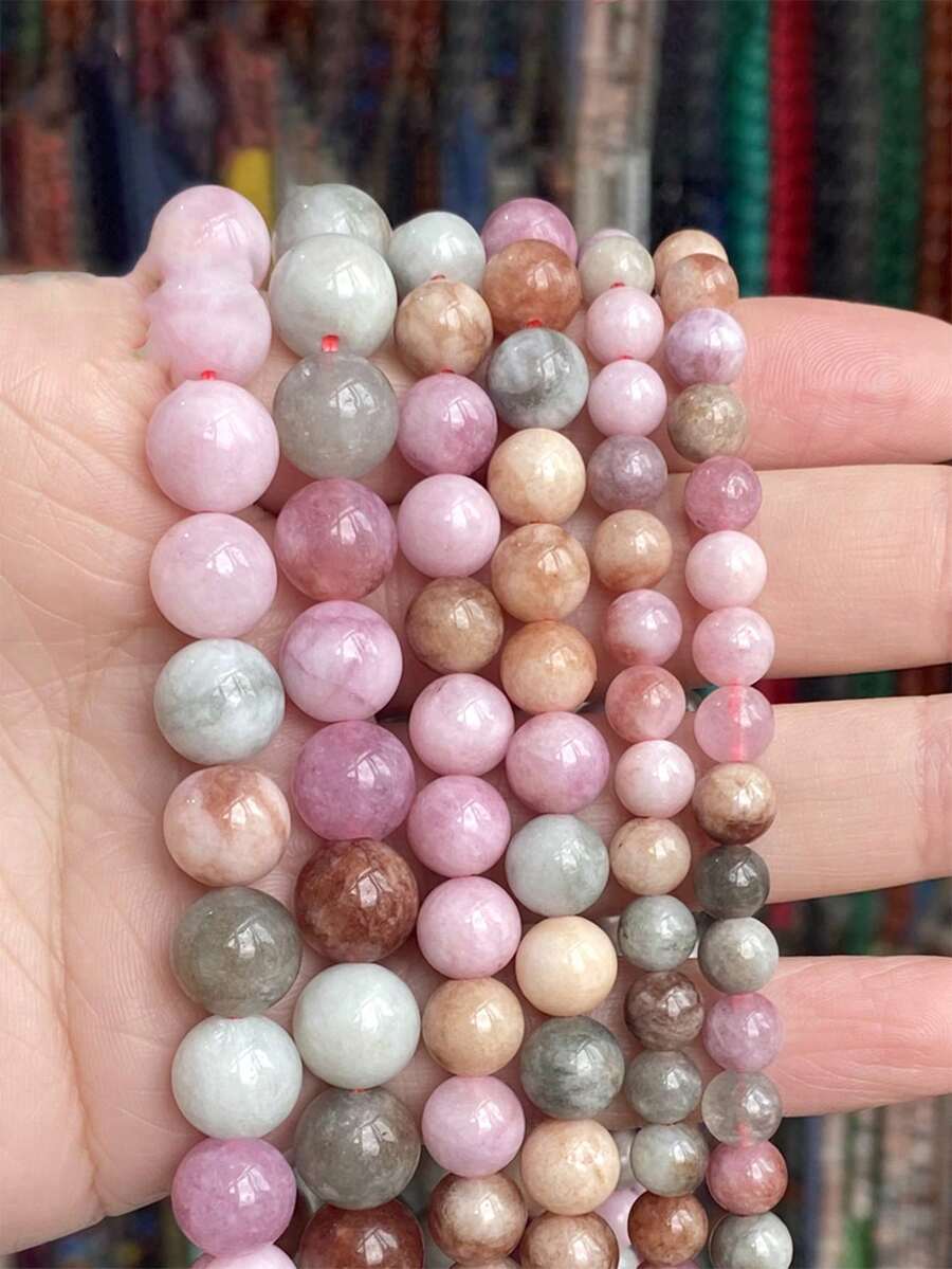 Natural Alxa Chalcedony Agate Round Beads 6/8/10mm Casual Retro Oil Painting Style Diy Beading For Bracelet Necklace Jewelry Making Accessories - Multicolor - View 1
