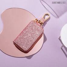 AD 1PC Car Key Bag Remote Control Key Chain Anti Lost Buckle Shiny Leather Decoration Men's And Women's General Motors Hanging Decoration Key Protection Cover Storage Bag - PU Key Pouch - View 15