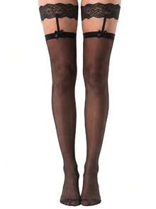 1/2 Pairs Women's Lace Garter Socks, Sexy Over-The-Knee Socks, Suitable For Party And Gathering Wear - Multicolor - View 11