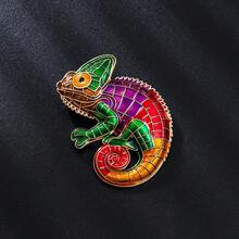 1pc-Exquisite Chameleon Animal Shaped Zinc Alloy Brooch, Suitable For Women's Daily Wear, Banquet, Party, Clothing, Backpack, Hat Accessory, Holiday Gift - Multicolor - View 8