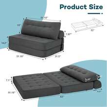 Foldable Corduroy Sofa Bed, 3‑In‑1 Convertible Floor Sleeper Couch Chair, Multi‑Purpose Full‑Grey Lazy Sofa For Living Room Bedroom Guest Room Home Furniture - Dark Grey - View 3