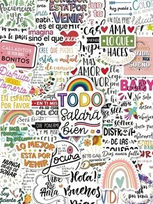 50Pcs Spanish Positive Quote Stickers, Inspirational Motivational Spanish Phrase Decals, Colorful Encouraging Text Sticker Pack For Journal, Water Bottle, Phone Case, Laptop & Scrapbook Crafts - Multicolor - View 1