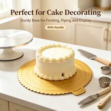 10pcs Gold Wavy Edge Round Cake Boards, Thickened Sturdy Cake Base Cardboard Discs, Waterproof Oil-Proof Cake Trays, Suitable For Birthday, Wedding, Party, Anniversary, Baking, Dessert Display - Gold - View 8