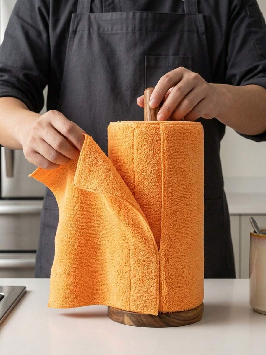 1 Roll Large Tear-Off Microfiber Dish Cloth, Reusable Washable Lint-Free Absorbent Kitchen Towel Tea Cloth, Streak-Free Cleaning Rag, Suitable For Home Garage Auto Shop, Perfect Christmas Gift Household Cleaning Supplies - Cleaning Cloth - View 1