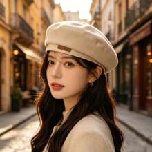 1pc Women's Autumn/Winter New Wool Beret Hat, British Style Painter Hat, Vintage Versatile, Face-Slimming, Unisex - Multicolor - View 11