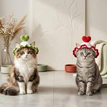 Knitted Pet Birthday Hat - Cute Headwear For Cats And Dogs, Perfect For 1st Birthday Party, Valentine's Day Decoration And Photo Shoot, Comfortable And Adjustable, Exquisite Gift - Multicolor - View 6