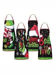 1/2/4pcs Christmas Apron, Fun Apron, Suitable For Kitchen Cooking, Festivals And Parties. It's Also A Great Gift To Give To Friends. - Multicolor - View 14