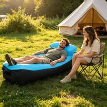 1pc Outdoor Slouchy Inflatable Sofa Single Person Portable Inflatable Bed Camping Foldable Air Sofa Beach Nap Lounge Chair - Multicolor - View 4