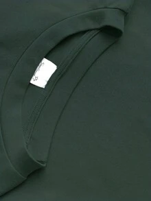 Women's Pure Cotton Long Sleeve T-Shirt, Autumn/Winter Basic Cropped Top - Dark Green - View 6