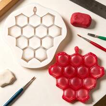 1pc Minimalist Honeycomb Shaped Silicone Mold, Used For Shooting Decorative Props, Handmade Crafts, Gypsum, Holiday Candle Decorations, Simple Demolding, Reusable Silicone Mold, Non Food Contact - Beige - View 2