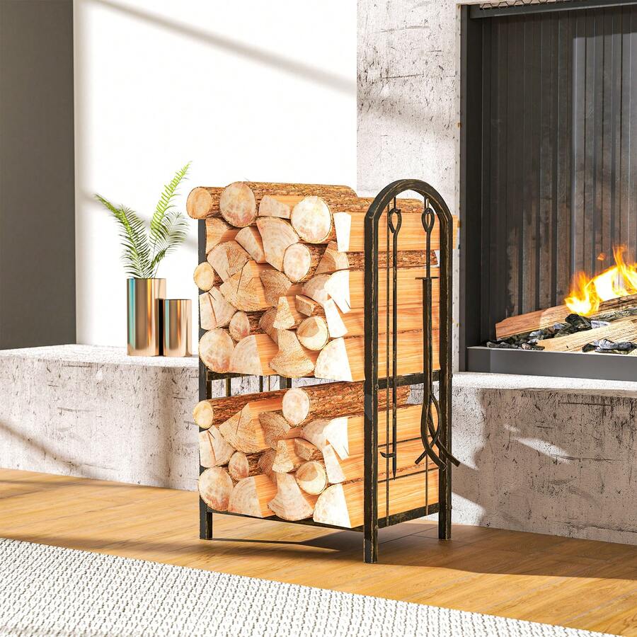 Outsunny Racks de Lenha - Bege - Ver 1