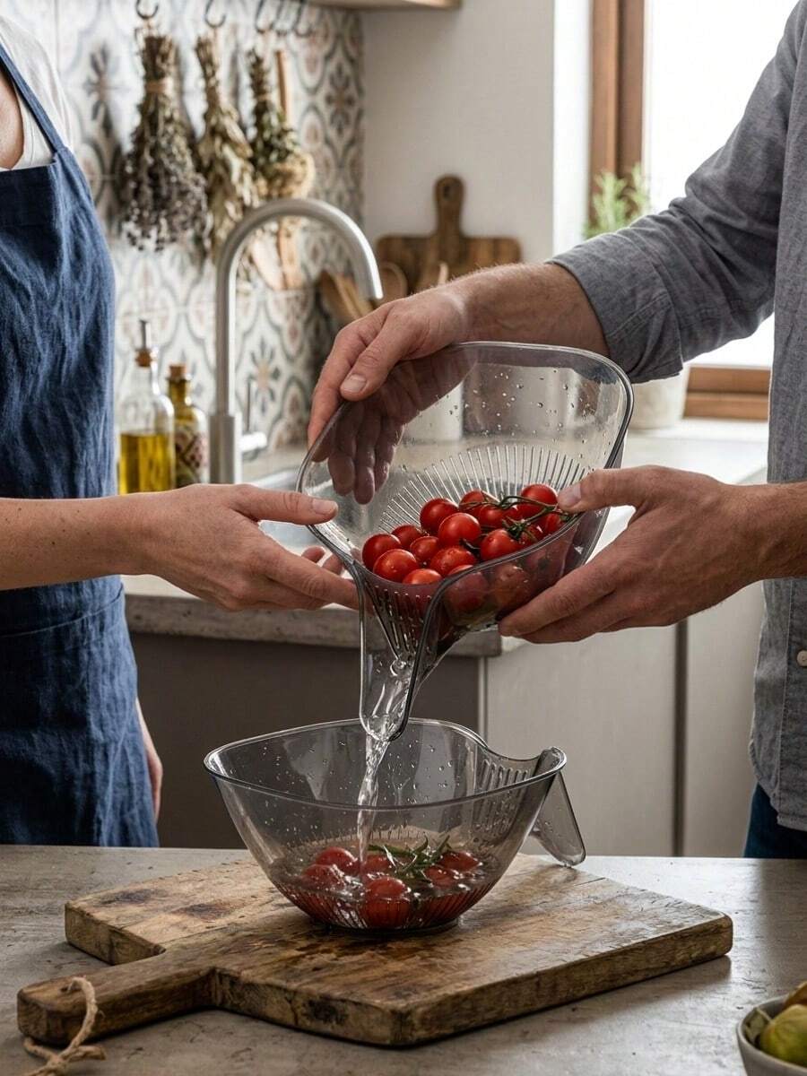 Kitchen Colander Transparent Funnel-Style Strainer Bowl With Spout And Stable Flat Bottom Large Capacity Fruit Vegetable Washing & Draining Basin - Multicolor - View 1