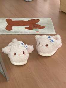 XIXITIAO Soft Cute Sheep Winter Closed‑Toe House Slippers, Warm Plush Bow Decor Sheep Indoor Slippers - White - View 7