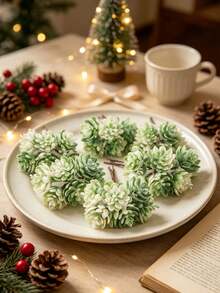 1pc 3.54 Inch Artificial Succulent Plant, Suitable For Home, Wedding, Holiday Decoration, Center Table Decoration, Christmas Decoration, Birthday Gifts, Holiday Party Accessories - White Green - View 6