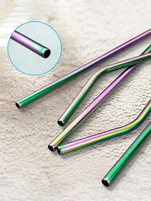 11pcs Stainless Steel Straw & Brush & Bag Set ,Kitchen,Christmas Gift,School Supplies - Multicolor - View 5