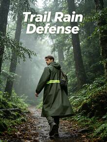 Full‑Length Waterproof Hooded Raincoat, Unisex Loose Fit Long Rain Coat For Commuting Travel Camping - Long Hiking Raincoat - View 6