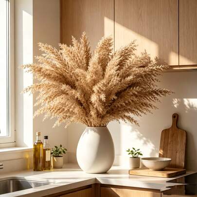 20 Pcs Brown Artificial Pampas Grass, Lightweight And Fluffy Style, Suitable For Holiday Outdoor Decor, Weddings And Engagements, Bohemian Decorative Style, Autumn Home Decor