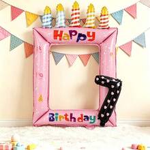 3pcs Birthday Memory Photo Frame Aluminum Foil Balloon Set With Numbers 0-9, Birthday Party Photo Props Scene Decoration - View 3