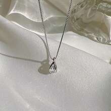 Dây chuyền mặt giọt nước cho nữ, đính đá rhinestone lấp lánh, thiết kế ngách sang chảnh phong cách Ins, dây chuyền xương quai xanh cao cấp - Bạc - Xem 4
