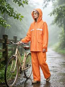 Raincoat And Rain Pants Set Full Body Rain Protection For Electric Motorcycle Riding Delivery Outdoor Hiking Commuting - Raincoat With Hood - View 4