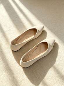 Women's Pointed Toe Flat Shoes, Spring/Autumn Beige Pointed Toe Shoes, Fashionable Elegant Comfortable Ballet Shoes, Suitable For Work, Commuting, Party, Travel And Daily Wear - Apricot - View 6