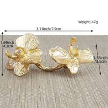 Light Luxury Butterfly Orchid Shaped Cabinet Door Handle, Dual Hole Installation Light Gold Zinc Alloy Pull Handle, Wardrobe Cabinet Hardware Accessories - A - View 17