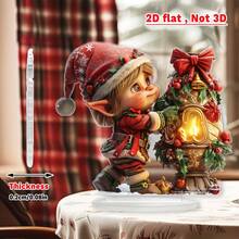 2D Flat, 1pc, Christmas Elf Touching Lamp, Christmas Gift, 2D Acrylic Office, Coffee Shop Display, Multi-Functional Desktop Decor, Suitable For Home And Office, Christmas Holiday Decoration - A - View 1