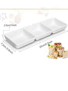 2pcs Appetizer Tray Set, 3-Tier Reusable Stackable Divided Serving Plates, Rectangular Separate Compartment Plates, Suitable For Restaurant Kitchen Candy - View 5