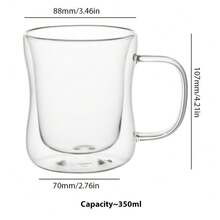 6pcs Double Wall Glass Coffee Mugs with 6 Lids, Borosilicate Glass Cups with Handle, Insulated Latte Cappuccino Tea Cups, Clear Heat-Resistant Glassware for Hot & Cold Drinks. - Transparent - Übersicht 3