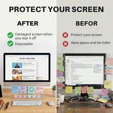 1pc-Monitor Memo Board Holder 13.8 Inch X 4.7 Inch, Office Organization Notepad Holder, Suitable For Computer Sticky Note Holder, Saves Space Under Monitor, Movable And Reusable, Suitable For Office And Home Desktop Decoration Screen Protector - A - View 3