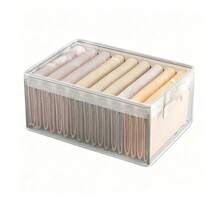 1/2/3/4pcs Plastic Storage Boxes With Steel Frame And Reinforced Handles, Transparent Stackable Organizer Bins For Clothes, Books, Home And Dorm Essentials - Multicolor - View 13